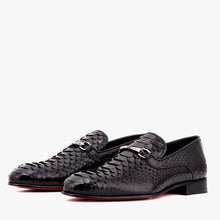 Load image into Gallery viewer, The Viper Black Python Skin Leather Bit Loafer Men Shoe