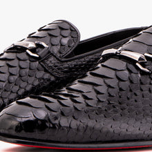 Load image into Gallery viewer, The Viper Black Python Skin Leather Bit Loafer Men Shoe