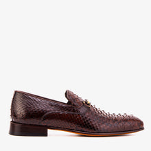Load image into Gallery viewer, The Viper Brown Python Skin Leather Bit Loafer Men Shoe
