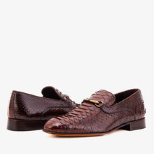 Load image into Gallery viewer, The Viper Brown Python Skin Leather Bit Loafer Men Shoe