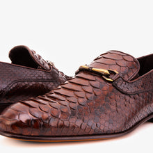 Load image into Gallery viewer, The Viper Brown Python Skin Leather Bit Loafer Men Shoe