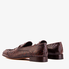 Load image into Gallery viewer, The Viper Brown Python Skin Leather Bit Loafer Men Shoe