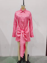 Load image into Gallery viewer, Autumn Women Clothing Surface Jacquard Waist Lace up Office Shirt
