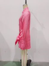 Load image into Gallery viewer, Autumn Women Clothing Surface Jacquard Waist Lace up Office Shirt