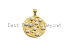 Load image into Gallery viewer, Colorful Enamel Round Particle On Gold Round Coin Pendant, 23x25mm,Sku#F1041C