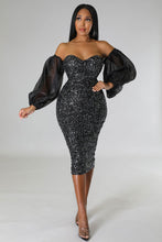 Load image into Gallery viewer, Women Clothing Sexy French Long Sleeve Dress Slim Fit Sequin Hip Tight Sexy