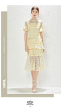 Load image into Gallery viewer, Walk Show New Fashion High end Women Hollow Lace Fishtail Hip Wrap Dress