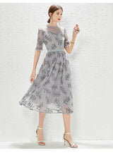 Load image into Gallery viewer, New Grey Gauze Sequin Dress Fashion Lady Temperament Elegant Dress