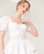 Load image into Gallery viewer, ThreeDimensional Boning Corset Embroidered Waist OnePiece Culotte Women Spring Summer Slimming Pleated Hollow Out Cutout Dress
