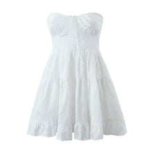 Load image into Gallery viewer, Pure Dignified White Dress Summer Lady Square Collar Mid Length Dress Women