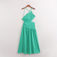 Load image into Gallery viewer, Summer Women Clothing High Waist Cutout out Mid Length Strap Dress Women