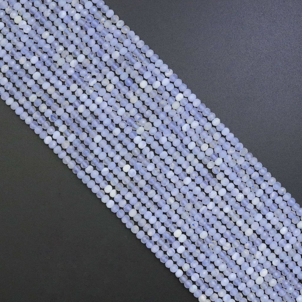 3x4mm Blue Lace Agate Rondelle Faceted Beads, Sku#U1940