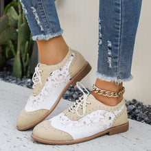 Load image into Gallery viewer, Women's Color-Block Lace-Up Flats Round Toe Casual Shoes – Plus Sizes