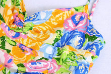 Load image into Gallery viewer, Summer Small Fresh V neck Yellow Printings Pleated Dress for Women