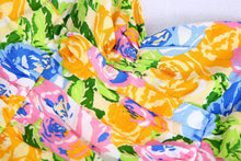 Load image into Gallery viewer, Summer Small Fresh V neck Yellow Printings Pleated Dress for Women
