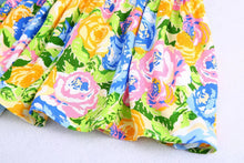 Load image into Gallery viewer, Summer Small Fresh V neck Yellow Printings Pleated Dress for Women