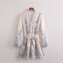 Load image into Gallery viewer, Spring Women Clothing Positioning Printing Pullover V neck Series Belt Long Sleeve Dress