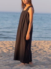 Load image into Gallery viewer, Ramie Sleeveless Maxi Dress Spring Summer French Design Loose Linen Cotton Linen Square Collar Cami Dress