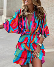 Load image into Gallery viewer, Women Batman Sleeve V Neck Irregular Hem Dress