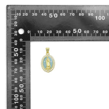 Load image into Gallery viewer, Blue White Oval Shape Mother of Pearl Mary Charm, Sku#LX504