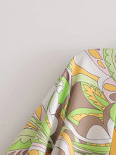 Load image into Gallery viewer, Sources Vintage Printed V neck Waist Controlled Long Sleeves Mid Length Dress Spring Summer Plus Size Slimming Dress