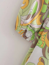 Load image into Gallery viewer, Sources Vintage Printed V neck Waist Controlled Long Sleeves Mid Length Dress Spring Summer Plus Size Slimming Dress