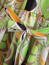 Load image into Gallery viewer, Sources Vintage Printed V neck Waist Controlled Long Sleeves Mid Length Dress Spring Summer Plus Size Slimming Dress