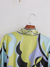 Load image into Gallery viewer, Women Clothing Summer Casual Collared Long Sleeve Printed Shirt Dress Lace-up Dress