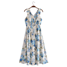 Load image into Gallery viewer, Vacation Summer Cross Backless Rayon Printing Slip Dress