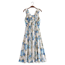 Load image into Gallery viewer, Vacation Summer Cross Backless Rayon Printing Slip Dress