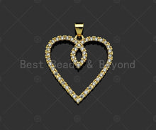 Load image into Gallery viewer, Gold Filled CZ Micro Pave Heart Shape Pendant, 18K Gold Filled Charm, Necklace Bracelet Charm Pendant,26x28mm,Sku#LD94