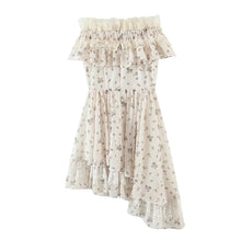 Load image into Gallery viewer, Summer Vietnam Brand Fresh Sweet Floral off Neck Wooden Ear Irregular Asymmetric Swing Holiday Dress