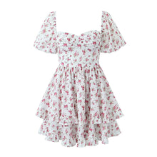 Load image into Gallery viewer, Women Clothing Summer Spicy Puff Sleeve Sexy Pink Printing Waist Dress