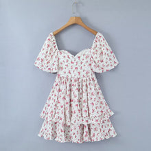 Load image into Gallery viewer, Women Clothing Summer Spicy Puff Sleeve Sexy Pink Printing Waist Dress