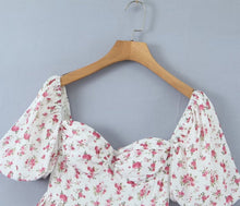 Load image into Gallery viewer, Women Clothing Summer Spicy Puff Sleeve Sexy Pink Printing Waist Dress