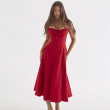 Load image into Gallery viewer, Women Clothing Sexy Backless Slim Fit Strap Dress Vacation Floral Split Mid Length Dress