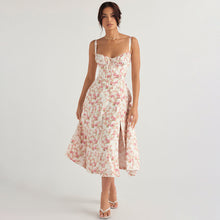 Load image into Gallery viewer, Women Clothing Sexy Backless Slim Fit Strap Dress Vacation Floral Split Mid Length Dress