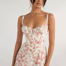 Load image into Gallery viewer, Women Clothing Sexy Backless Slim Fit Strap Dress Vacation Floral Split Mid Length Dress