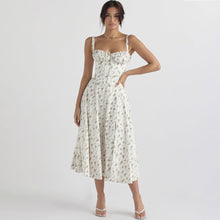 Load image into Gallery viewer, Women Clothing Sexy Backless Slim Fit Strap Dress Vacation Floral Split Mid Length Dress