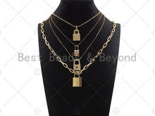Load image into Gallery viewer, CZ Micro Pave Lock Shape Pendant,Cubic Zirconia Gold Charm,Necklace Bracelet Charm Pendant,12x24mm/16x25mm/26x32mm/23x38mmmm,Sku#LK288