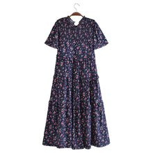 Load image into Gallery viewer, Autumn Women Clothing Printed Lace up Elastic Tiered Dress