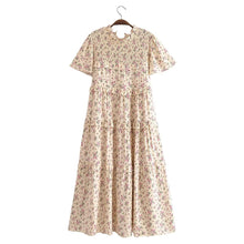 Load image into Gallery viewer, Autumn Women Clothing Printed Lace up Elastic Tiered Dress