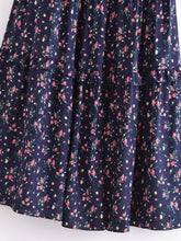 Load image into Gallery viewer, Autumn Women Clothing Printed Lace up Elastic Tiered Dress