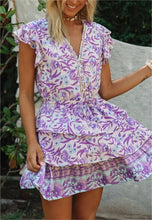 Load image into Gallery viewer, Autumn Winter Women Clothing Short Sleeve Ruffle Sleeve Printed Dress