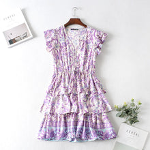 Load image into Gallery viewer, Autumn Winter Women Clothing Short Sleeve Ruffle Sleeve Printed Dress