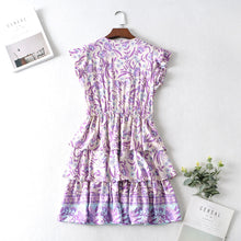 Load image into Gallery viewer, Autumn Winter Women Clothing Short Sleeve Ruffle Sleeve Printed Dress