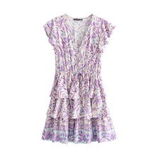 Load image into Gallery viewer, Autumn Winter Women Clothing Short Sleeve Ruffle Sleeve Printed Dress
