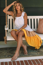 Load image into Gallery viewer, Yellow High Low Tiered Colorblock Square Collar Midi Dress