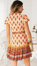 Load image into Gallery viewer, Women Printed Fresh High Waist Short Sleeve Dress