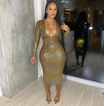 Load image into Gallery viewer, Women Clothing Graceful Fashionable Deep V Plunge Bronzing Fabric Dress Women Clothing